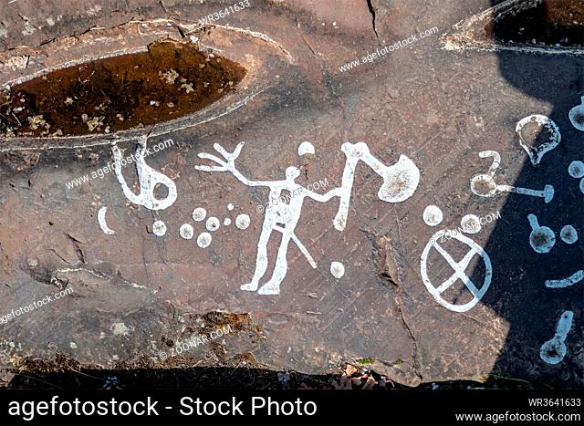 Rock carvings of the so called Axe god dating back about 3000 years near the Swedish town of Lidkoping