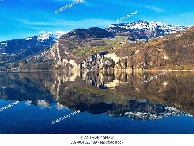 Alpine view of Walensee Lake in Switzerland