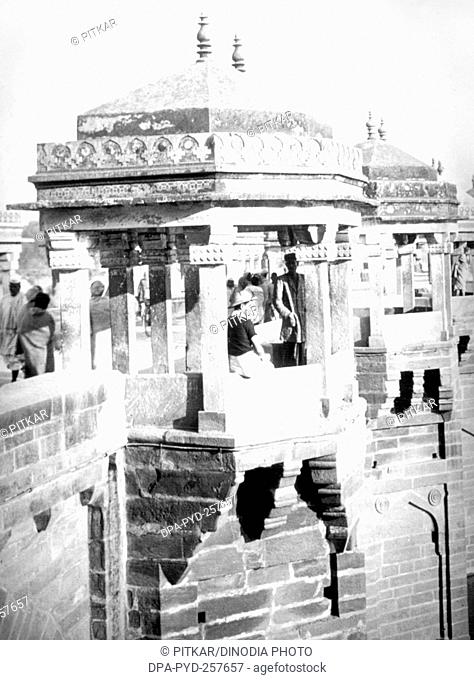 old vintage lantern slide of shahi bridge, jaunpur, uttar pradesh, India, Asia