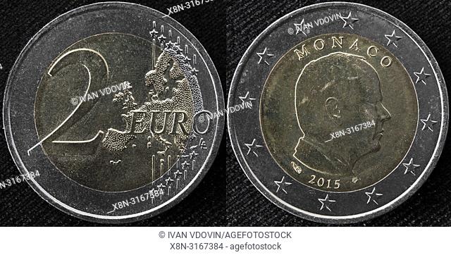 2 Euro coin, Prince Albert II, Monaco, 2015