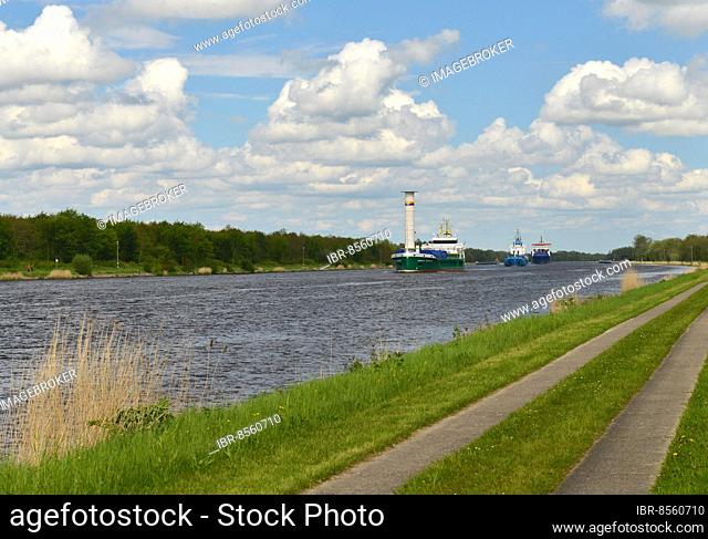 Cargo ship Annika Braren with Flettner Rotor on the Kiel Canal, Schleswig-Holstein, Germany, Europe