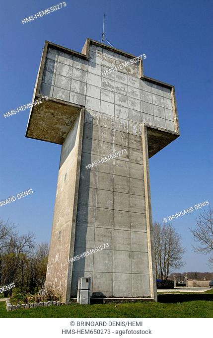 France, Territoire de Belfort, Croix, water tower shaped like a cross built in 1960