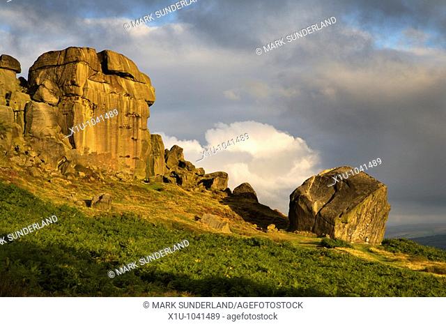 Clouds Clearing Over Cow and Calf Rocks Ilkley Moor West Yorkshire England