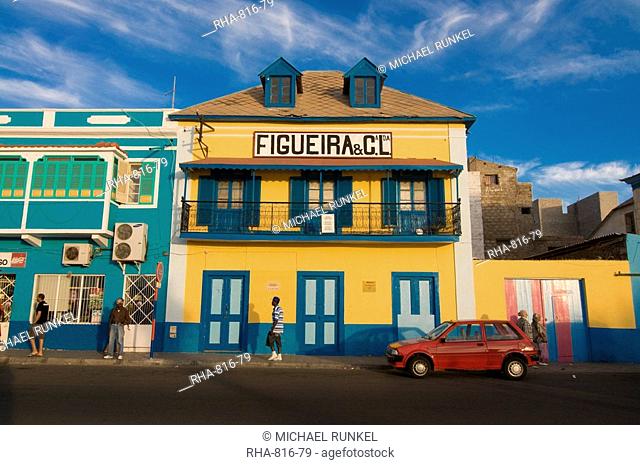 Colourful buildings in Mindelo, Sao Vicente, Cape Verde, Africa