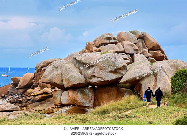 Giant rocks at the Côte de Granit Rose, Pink Granite Coast, Ploumanac'h, Perros-Guirec, Bretagne, Brittany, France
