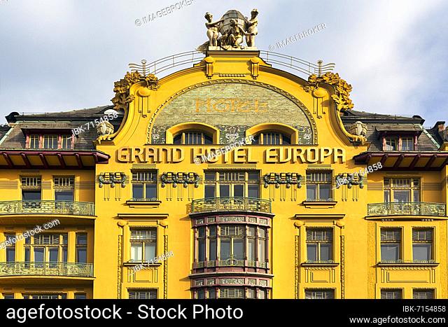 Grand Hotel Europa, Art Nouveau, Wenceslas Square, Prague, Bohemia, Czech Republic, Europe