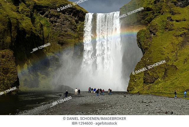 Skogarfoss with rainbow, Iceland, Europe