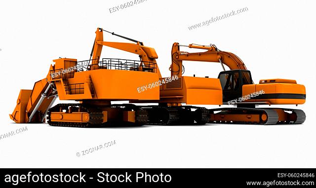Three orange dirty diggers isolated on white background