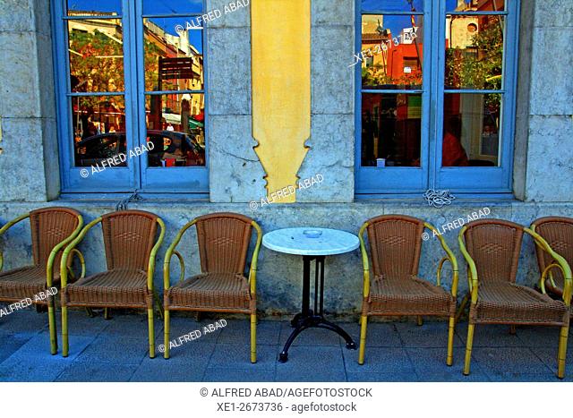 Chairs, Centre Fraternal, Palafrugell, Girona, Catalonia, Spain