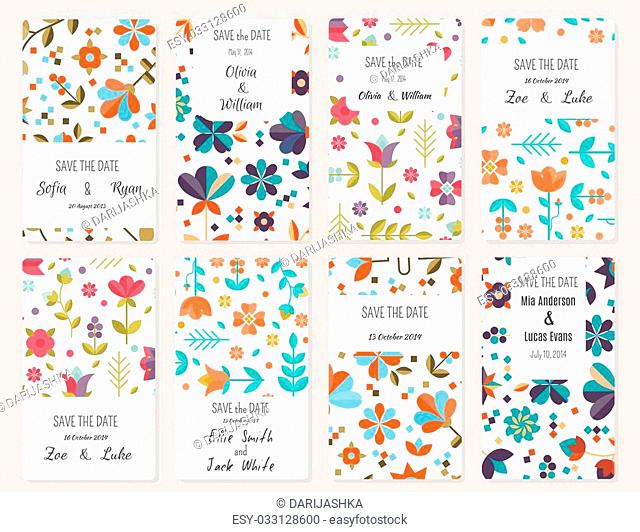 Vector Set of card templates. Perfect for Save The Date, baby shower, mothers day, valentines day, birthday cards, invitations