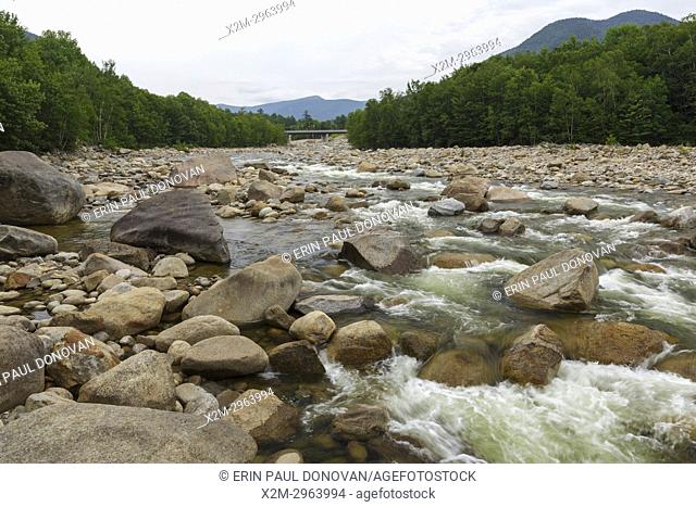 Location of where the Number 1 Dam was on the East Branch of the Pemigewasset River in Lincoln, New Hampshire. Built in the early 1900s