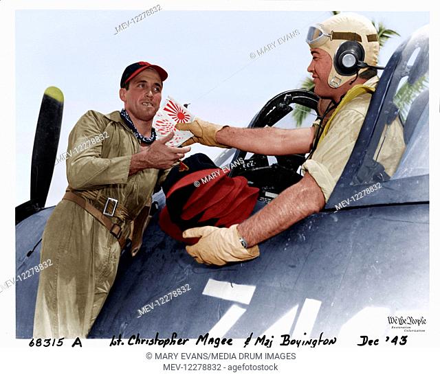 WW2 - Black Sheep Squadron - Chris Magee and Pappy Boyington, December 1945