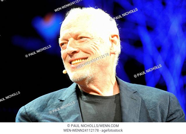 David Gilmour being interviewed at the Hay Festival, Hay-On-Wye, Powys, Wales Featuring: David Gilmour Where: Hay-On-Wye, Wales