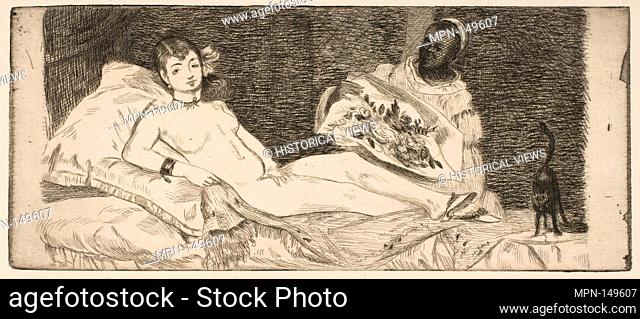Olympia (small plate). Artist: Édouard Manet (French, Paris 1832-1883 Paris); Date: 1867; Medium: Etching and aquatint on laid paper