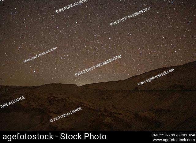 27 October 2022, Chile, Atacama: Stars shine over the desert of Atacama. The Atacama Desert is known by a very clear view of the starry sky
