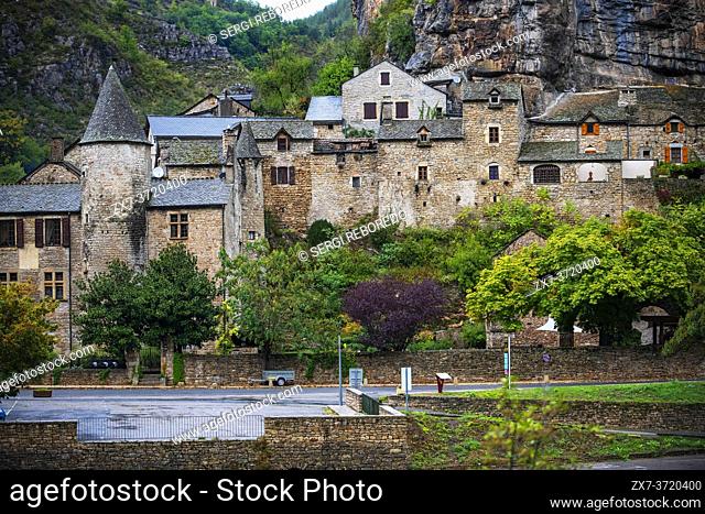 La Malene village in Gorges du Tarn. UNESCO World Heritage Site. Grands Causses Regional Natural Park. Lozere. Occitanie. France