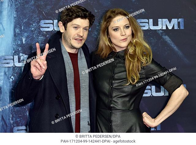 British actors Iwan Rheon and Zoe Grisedale arriving to the premiere of the film ""S.U.M. 1"" in Berlin, Germany, 04 December 2017