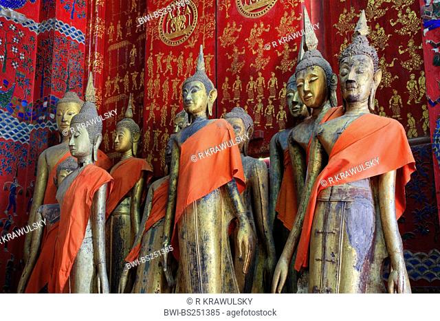 Buddha statues, Laos, Luang Prabang, Vat Xieng Thong