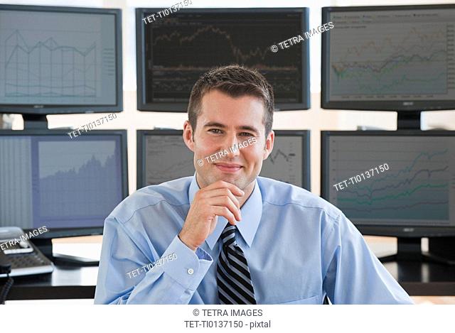 Male trader at work