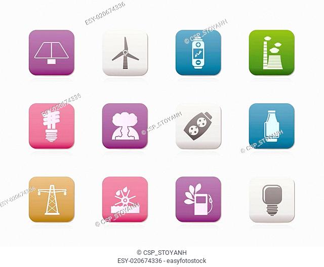 Power, energy and electricity icons