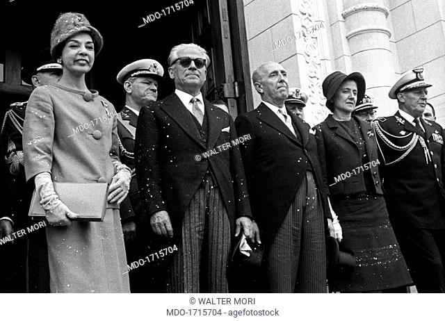 Giovanni Gronchi with Manuel Prado Ugarteche and their wives. From right to left: Peruvian President Manuel Prado y Ugarteche's wife