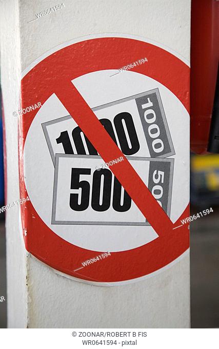 Tankstelle keine 200 500 Euro Scheine Raststätte 3mm Schild Hinweisschild D156