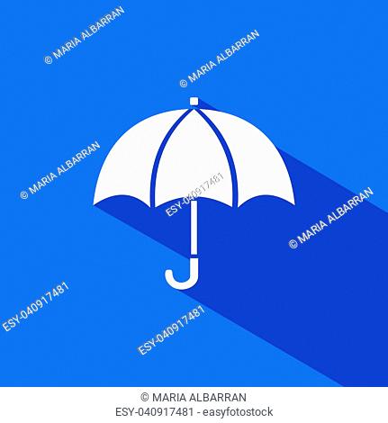 Umbrella icon with shade on blue background