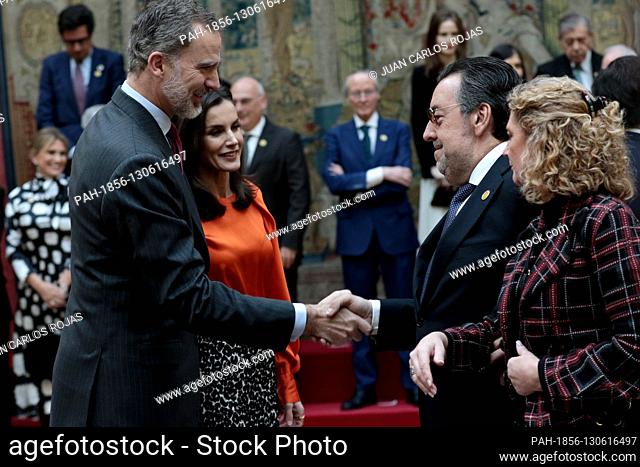 Madrid, Spain; 03/03/2020.- Miguel Carballeda (R) ONCE president..Kings of Spain Felipe VI and Leizia presided over the eighth delivery of honorary ambassadors...