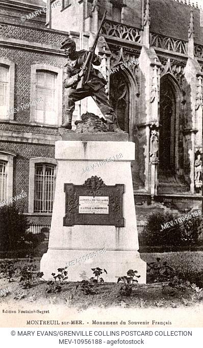 France - Pas-de-Calais Department - Montreuil sur-Mer - Monument on Place Gambetta, near the Hotel-Dieu in memory of the men of Montreuil lost in the...