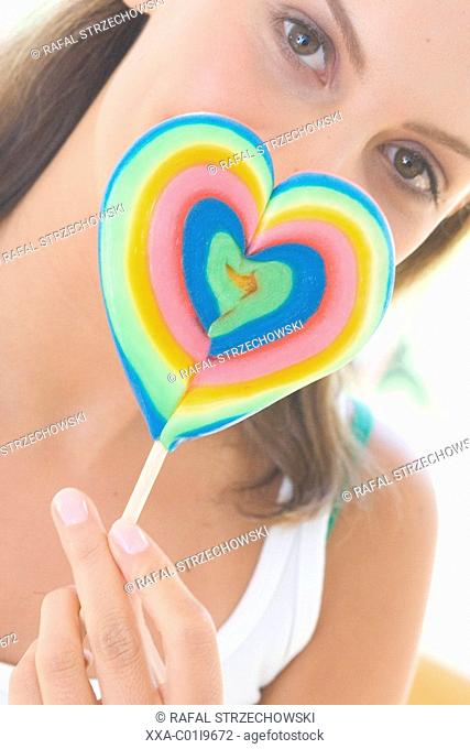 woman with lollypop