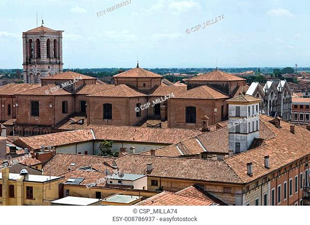 Panoramic view of Ferrara. Emilia-Romagna. Italy