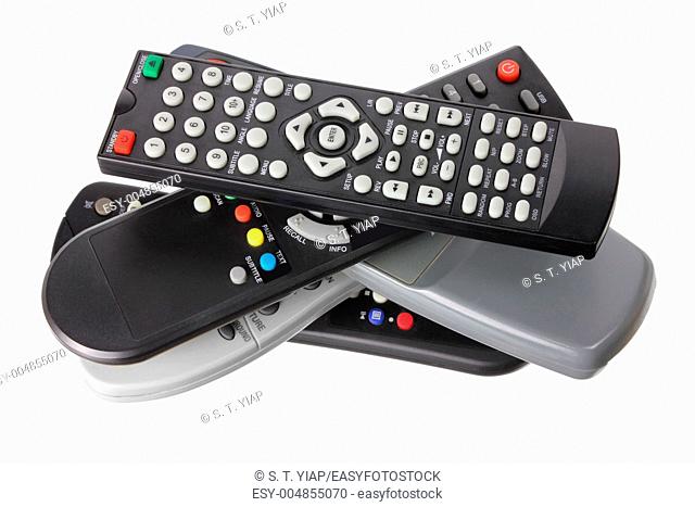 Remote Controls on White Background