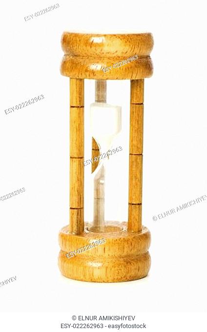 Wooden hourglass isolated on the white background