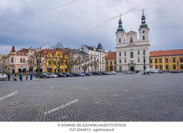 Masaryk Square in Uherske Hradiste city in Zlin Region, Moravia in Czech Republic