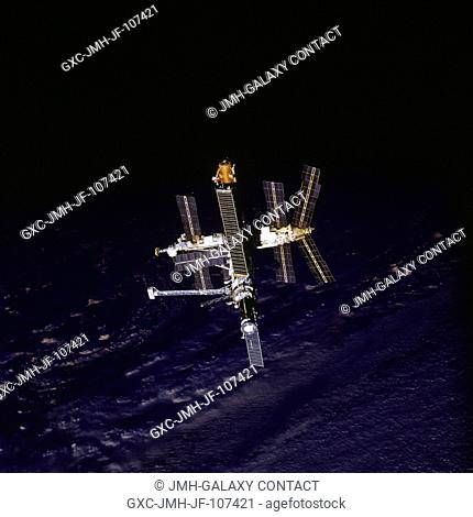Following the Space Shuttle Atlantis - Russian Mir Space Station undocking activities, a crew member captured this 70mm frame of Mir as the two crews shared...