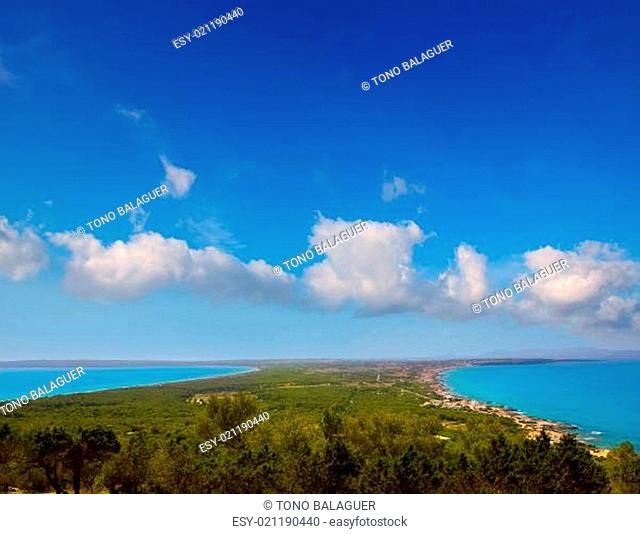 Aerial formentera view with north and south beach