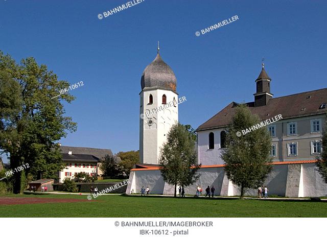 Benedictine monastery on the Fraueninsel at the Lake Chiemsee in the Chiemgau Upper Bavaria Germany