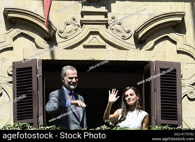 King Felipe VI of Spain, Queen Letizia of Spain attends Act of celebration of the 6th Centenary of the Privilege of the Union at St Mary's Cathedral on...