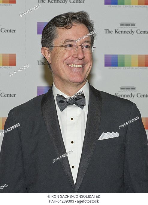 Stephen Colbert arrives for the formal Artist's Dinner honoring the recipients of the 38th Annual Kennedy Center Honors hosted by United States Secretary of...