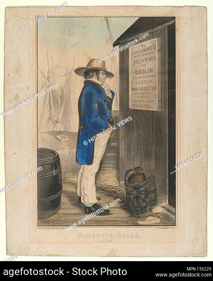 Homeward Bound (New York). Publisher: Currier & Ives (American, active New York, 1857-1907); Date: ca. 1860; Medium: Hand-colored lithograph; Dimensions: Image:...