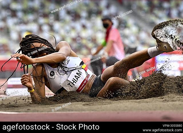 Belgian Nafissatou Nafi Thiam pictured in action during the long jump contest, fifth event on the second day of the women's heptahlon event on day 14 of the...