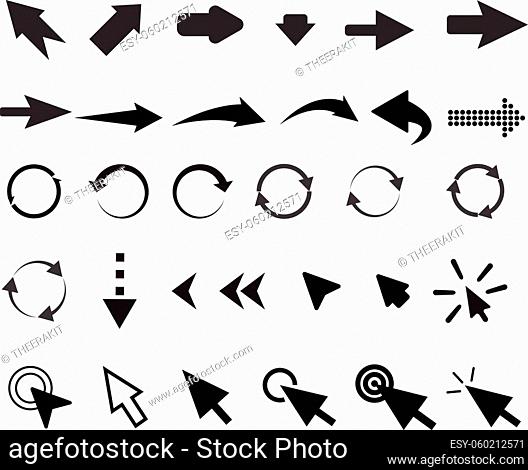 set of arrows collection icon on white background. arrow icon collection. cursor and arrows sign