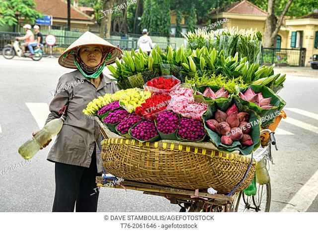flower vendor in Hanoi, Vietnam