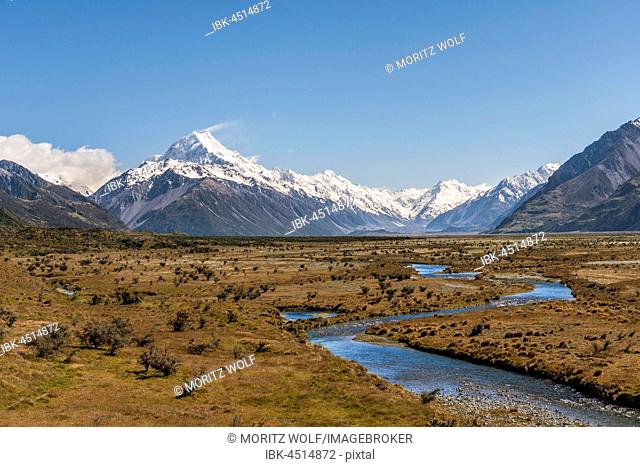 Hooker River, Mount Cook, Mount Cook National Park, Southern Alps, Canterbury Region, Southland, New Zealand