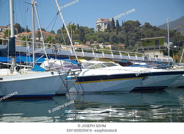 Yacht in port at Saint Jean Cap Ferrat, French Riviera, France