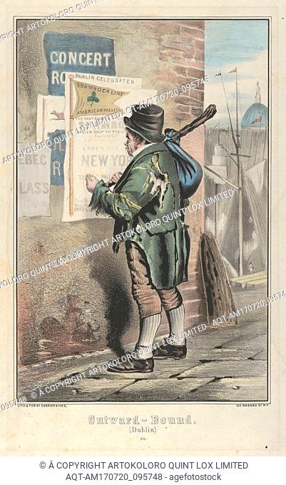 Outward Bound (Dublin), ca. 1860, Hand-colored lithograph, Image: 11 1/2 x 7 5/8 in. (29.2 x 19.4 cm), Prints, Proof showing ink around edges of lithographic...