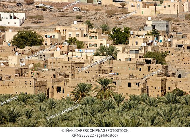 Palms and townscape. Historic town of Al Hamra, Oman