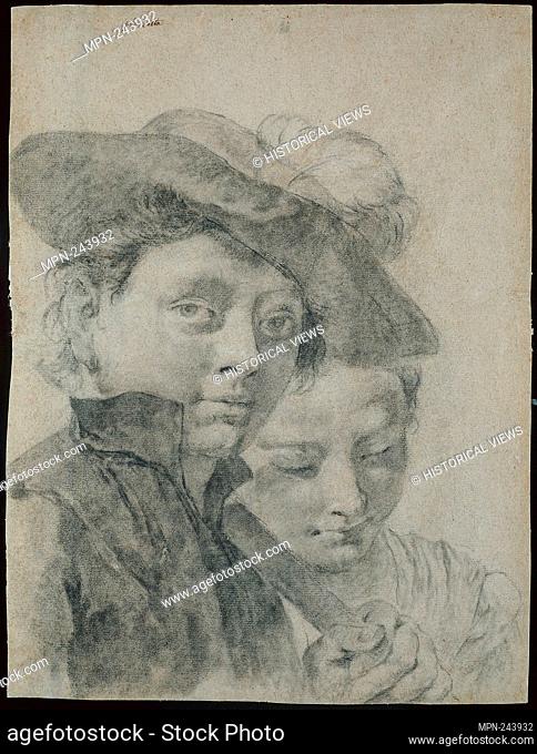 A Young Boy Wearing a Plumed Hat, and a Young Girl - 1735/40 - Giovanni Battista Piazzetta Italian, 1682-1754 - Artist: Giovanni Battista Piazzetta