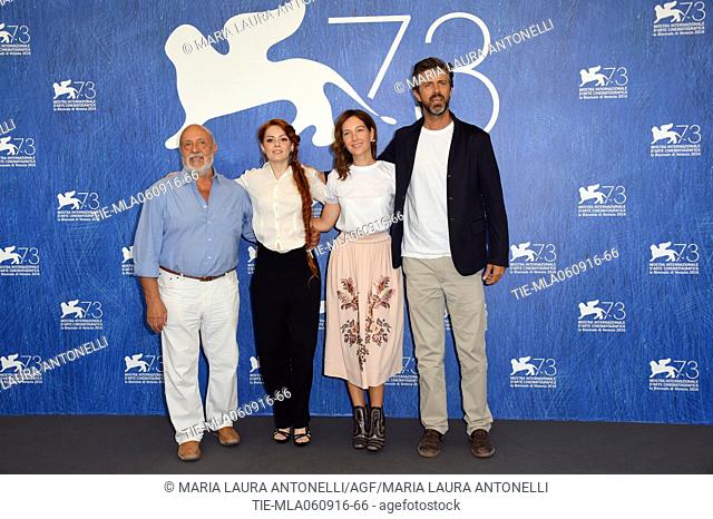 The cast Renato Scarpa, Camilla Diana, Cristiana Capotondi, Kim Rossi Stuartduring the photocall of film Tommaso at 73rd Venice Film Festival