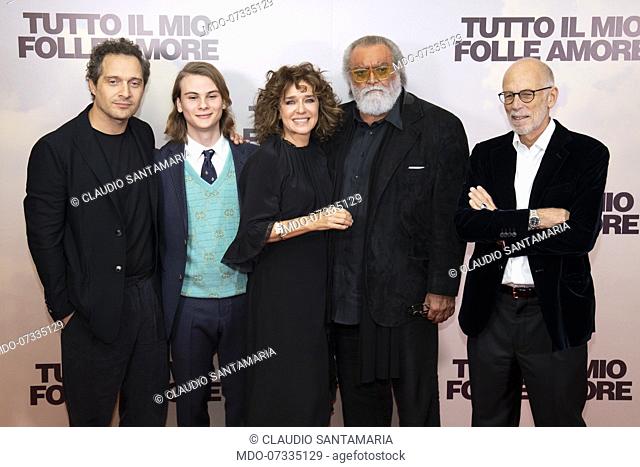 Italian actors Valeria Golino, Giulio Pranno, Claudio Santamaria and Diego Abatantuono and italian director Gabriele Salvatores during Tutto il Mio Folle Amore...